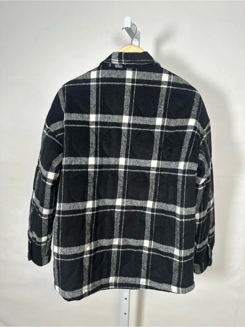 MAISON ARTICLE Quilted Plaid Overshirt - Black & White, NWT, Large